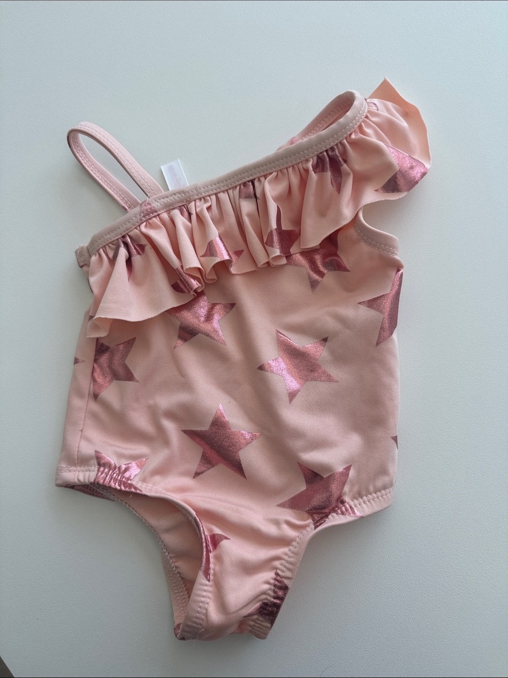Pink Platinum Pink One-Shoulder Ruffle Star Swimsuit